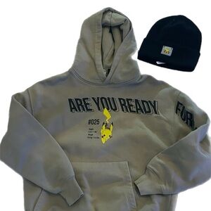 Zara Olive Green Hooded Sweatshirt ARE YOU READY and beenie